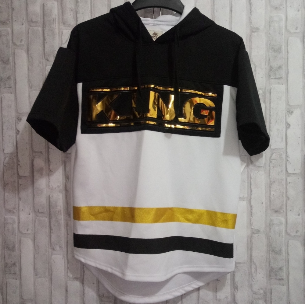 Monarchy short sleeve hi low hoodie shirt